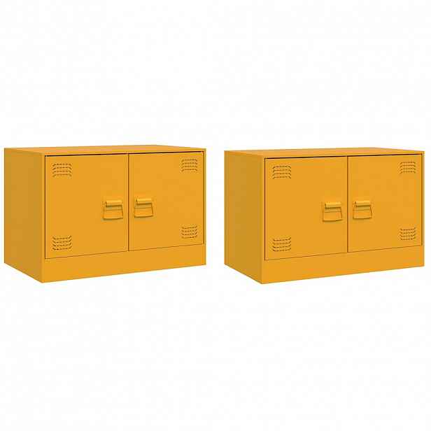 vidaXL TV skříňky 2 ks hořčicově žluté 67 x 39 x 44 cm ocel