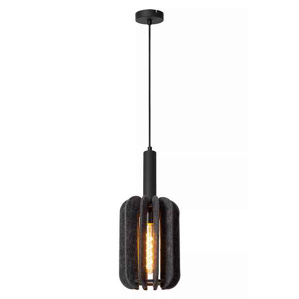 Závěsná lampa z plsti tmavě šedá do ložnice obývacího pokoje ozdobná Lucide