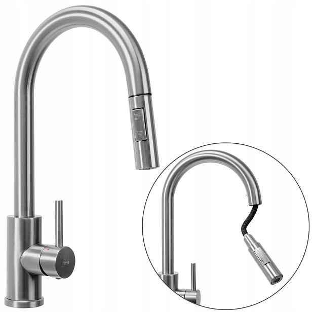 Kuchyňská baterie S Vytahovací Sprškou Rea Fresh Chrom Flexibilní stojánková