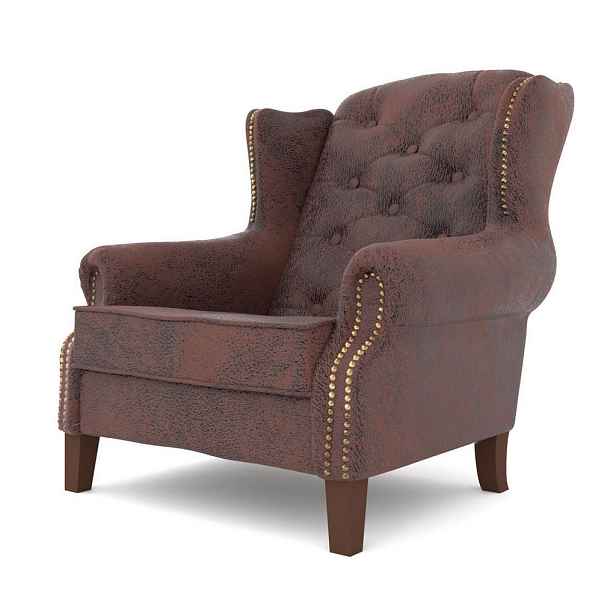 S-Style KŘESLO CHESTERFIELD Anton z tmavě hnědého mikrovlákna ve vintage stylu