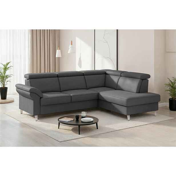Sit & More ROHOVÁ SEDAČKA, textil, kůže, černá