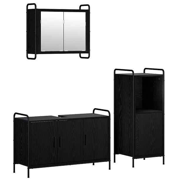 vidaXL Sada koupelnových skříněk 3 ks Černý dub 40 x 36 x 99,5 cm