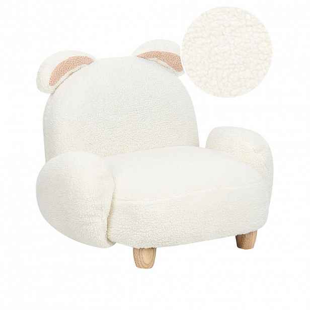 Beliani DĚTSKÉ KŘESLO Teddy-Optik krémově bílé Tierform Hase Kanna