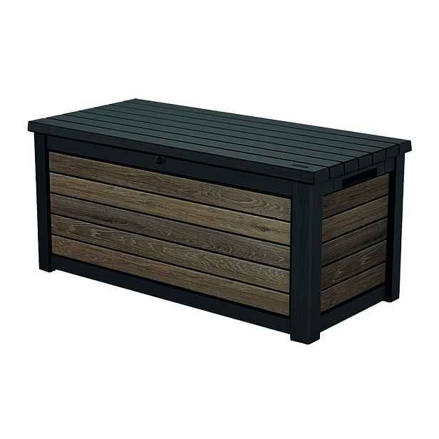 Černý/v přírodní barvě plastový zahradní úložný box Deco Walnut – Keter