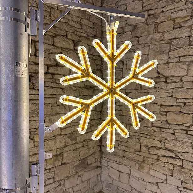 Easy Fix 2D LED světelná vločka VI, Ø 65 cm, teple bílá 3D tisk, sada na veřejné osvětlení, hliník