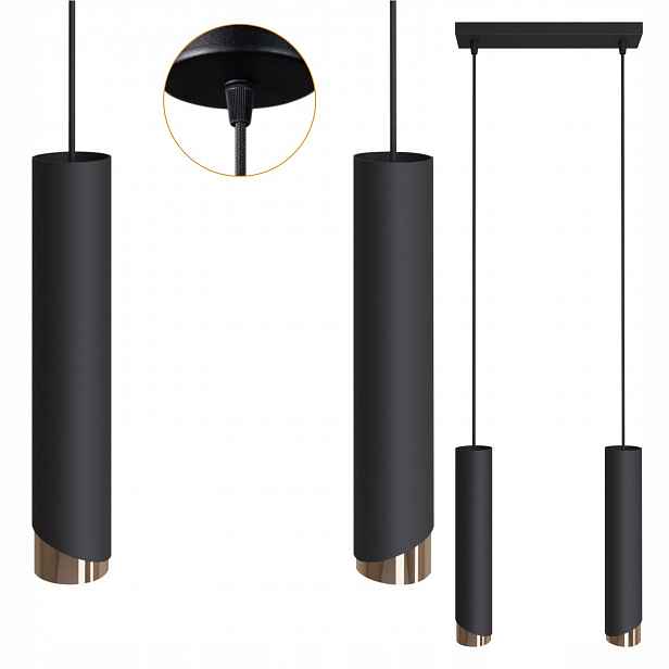 Stropní svítidlo závěsná na zeď Led Stropní Svítidlo lustr 40W černá zlatá