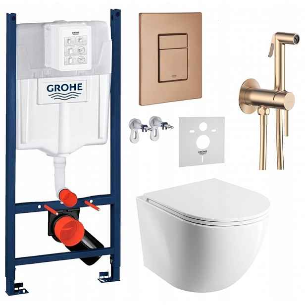 Wc sada Grohe Rapid s mísou Ottawamwbp+ tlačítko měď, baterie