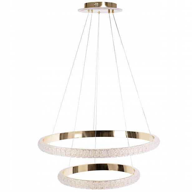 Závěsná lampa 2 Led Kroužky Glamour Zlatá Elegantní Do Obývacího Pokoje Toolight