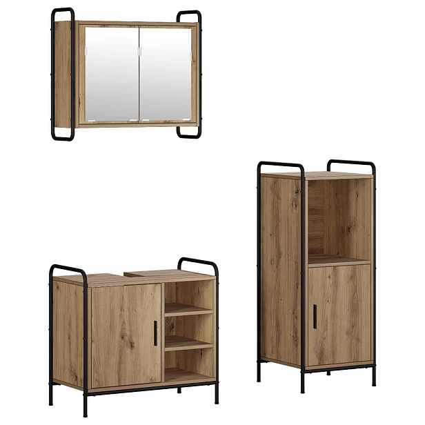 vidaXL Sada koupelnových skříněk 3 ks Dub artisan 40 x 36 x 99,5 cm