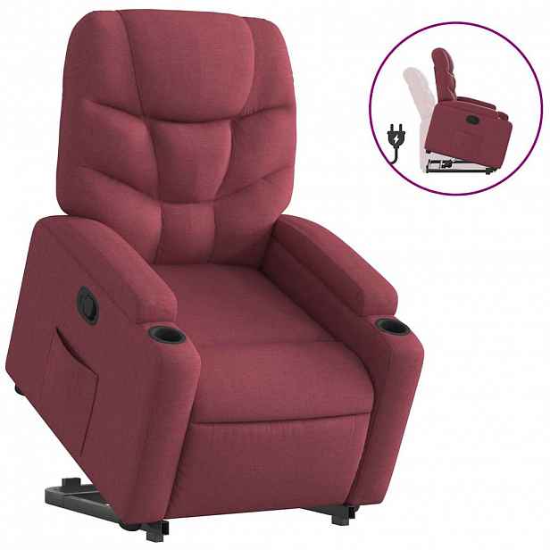 vidaXL Zvedací polohovací křeslo vínové textil