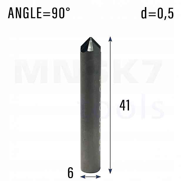 Diamantová fréza Pcd do žuly stopka 6 mm fi 0,5 x 41 90° Cnc