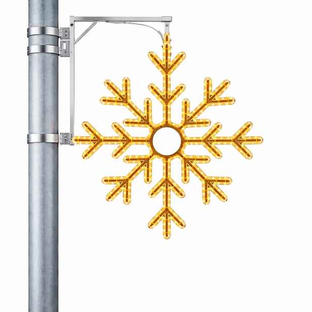 Easy Fix 2D LED světelná vločka 8cípá, Ø 102 cm, teple bílá 3D tisk, sada na veřejné osvětlení, hliník