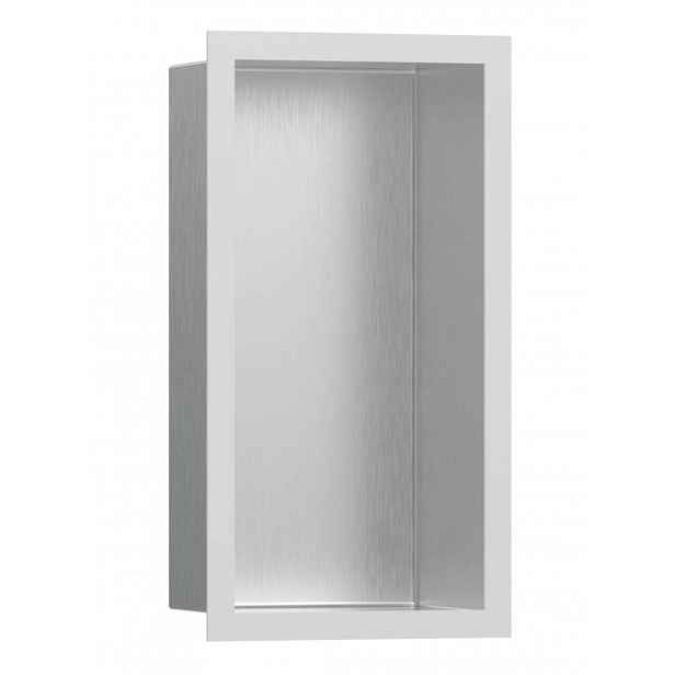 Hansgrohe XtraStoris Individual - Výklenek do stěny s designovým rámem, 30x15x10 cm, kartáčovaná nerez/matná bílá 56094700