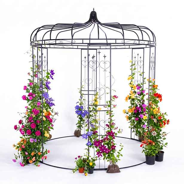 Relaxdays PERGOLA černá ocel 271x232 cm