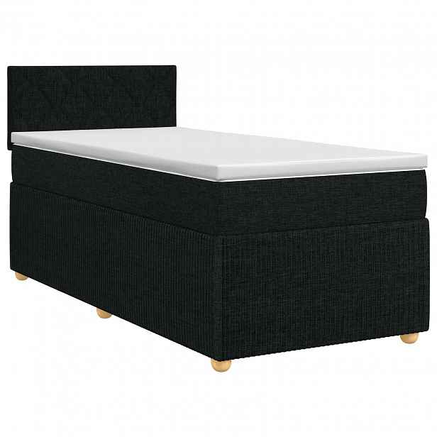 vidaXL Postel boxspring s matrací s čelo Černá 100 x 200 cm Textil