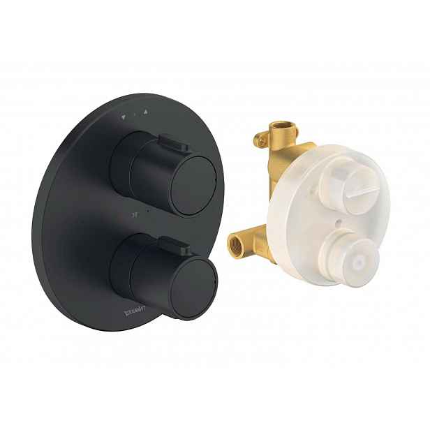 Duravit - Termostatická baterie pod omítku, pro 2 spotřebiče, s tělesem, matná černá TH4200008046