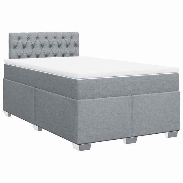 vidaXL Box spring postel s matrací světle šedá 120x190 cm textil