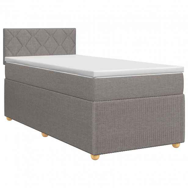 vidaXL Postel boxspring s matrací s čelo Taupe 100 x 200 cm Textil