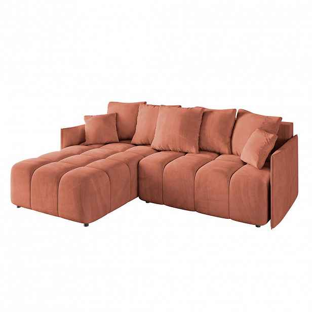 ALTDECOR ROHOVÁ SEDACÍ SOUPRAVA s otomanem vlevo LONLI-L 251x189x68 korálový velur