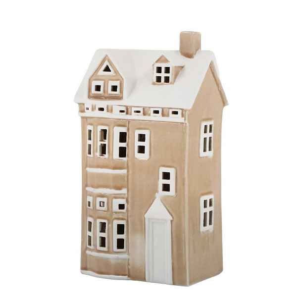 Béžový antik keramický domek na svíčku Chamonix - 13*9*25cm Chic Antique