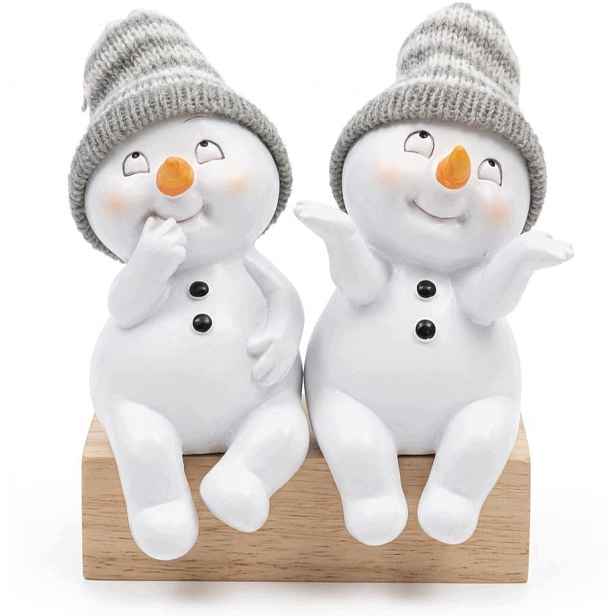 Figurky Sněhuláka Sedícího 2 Ks 16 CM Z Pryskyřice, Vánoční Dekorace
