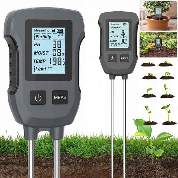 Kyseloměr Půdní 5V1 Tester, Měřič Ph Půdy Pro Měření Zahradní Půdy