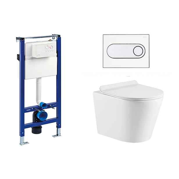 Liv-Fluidmaster Wc set Ring II Gips podmítková nádrž do sádrokartonu; mísa; sedátko a bílé/chrom tlačítko 223125 - SET(223125; 223468; OLKLT053ER)