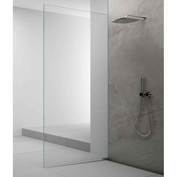 Polysan ARCHITEX sada pro uchycení skla podlaha-stěna se spádovou lištou, 1615x2105mm, levá, leštěný hliník