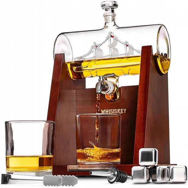 Sada Karafka Na Whisky 1100ML 2 Sklenice 4 Dárkové Kameny