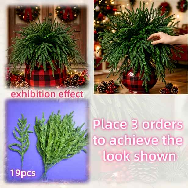 TEMU 19 ks Umělé větve borovice Norfolk, 39 cm, vánoční zelená rostlina, výběr, falešné větve borovice Norfolk, jehlice borovice pro výplň váz,