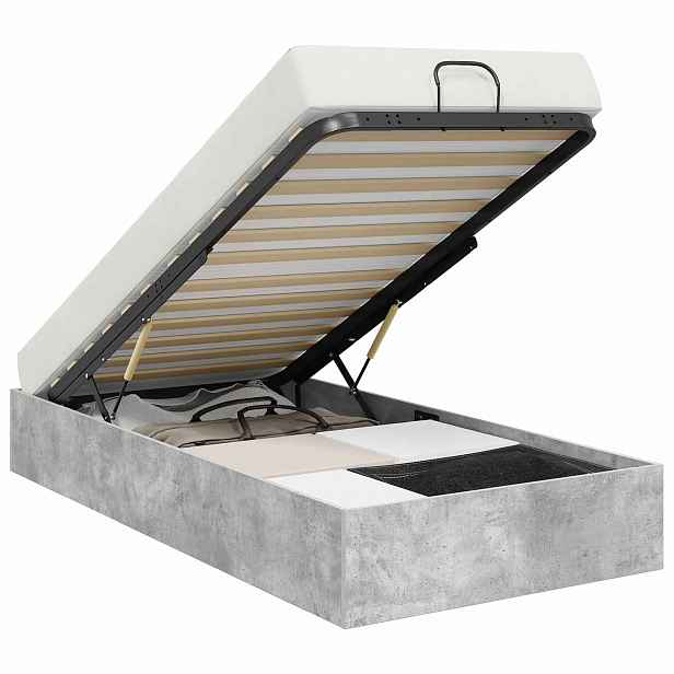vidaXL Ottoman postel Betonově Šedá 90 x 190 cm Dřevěný materiál