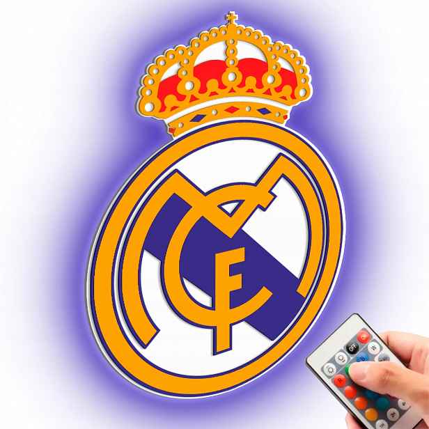 Fc Real Madrid Noční Lampa Led Obraz dřevěný 3D HerbFotbalový XL Dárek