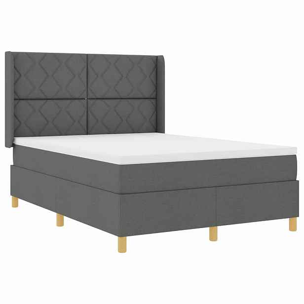 vidaXL Postel s boxspringem s LED pásky Šedá 140 x 200 cm textil