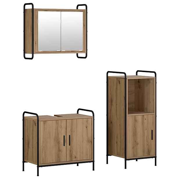 vidaXL Sada koupelnových skříněk 3 ks Dub artisan 40 x 36 x 99,5 cm