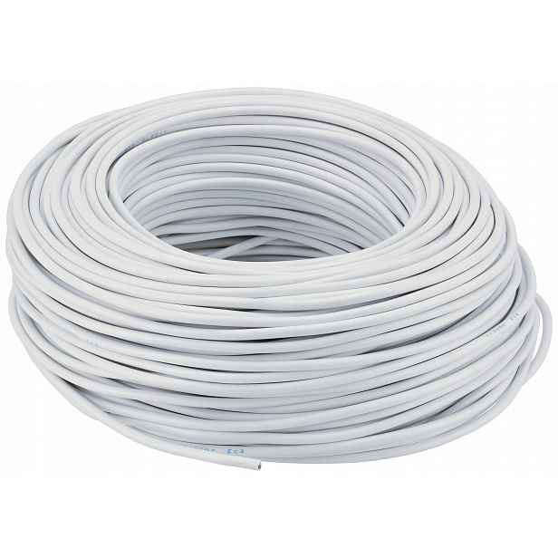 Elektrický Kabel Ohebný Instalační H03VV-F Omy 2x0,50 Bílý 100 metrů