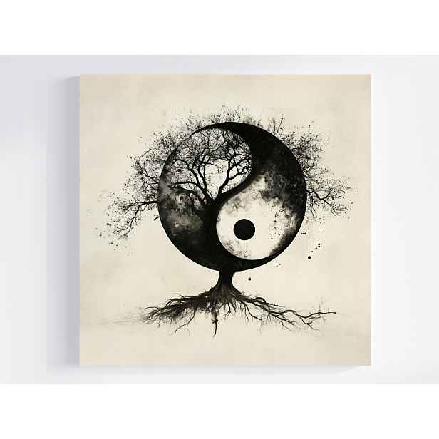 Obraz Na Plátně Canvas Grafika Asie Zen Harmonie Yin Yang Dřevo 50x50