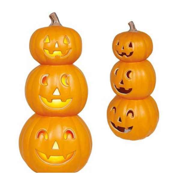 Trojitá dekorativní dýně z plastu 53 cm svítící halloweenská Led ozdoba