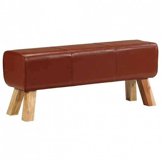 vidaXL Lavice gymnastický kůň hnědá 110 cm pravá kůže a mangovník