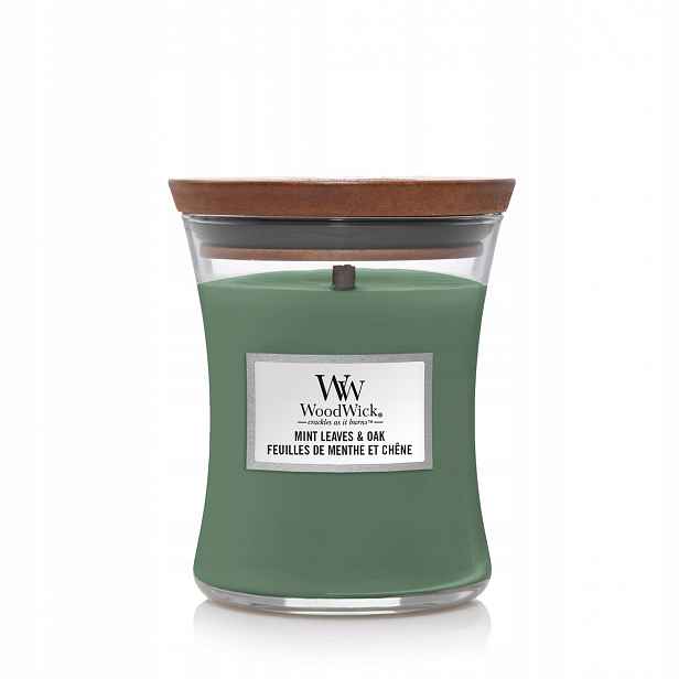 WoodWick svíčka Mint Leaves & Oak 275 g