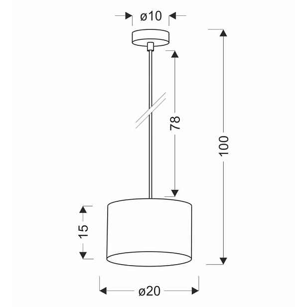 Závěsná lampa PANDY černá 1x40W E27 stínidlo šedá+zlatá