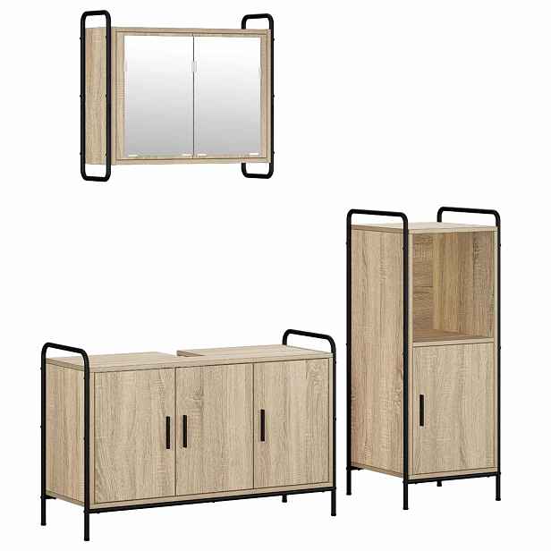 vidaXL Sada koupelnových skříněk 3 ks Dub sonoma 40 x 36 x 99,5 cm