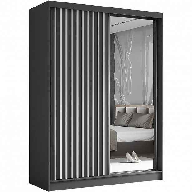 Beautysofa SKŘÍŇ s posuvnými dveřmi Helix 160/216/61 šedá + bílá
