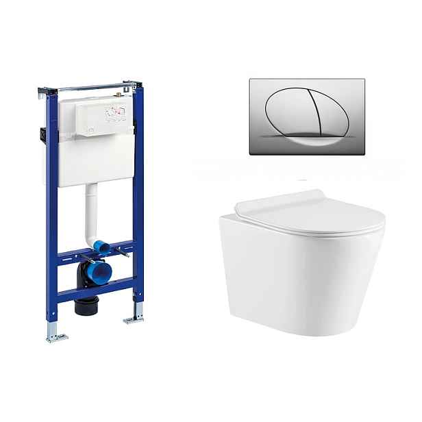 Liv-Fluidmaster Wc set Ring II Gips podmítková nádrž do sádrokartonu; mísa; sedátko a lesk. chrom tlačítko 195868 - SET(195868; 223468; OLKLT053ER)