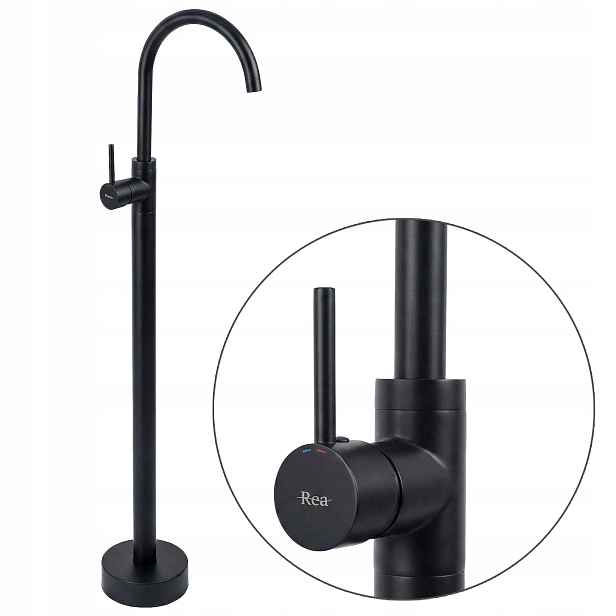 Podlahová umyvadlová baterie Lungo Black Mat Výtokové Ramínko 20 cm