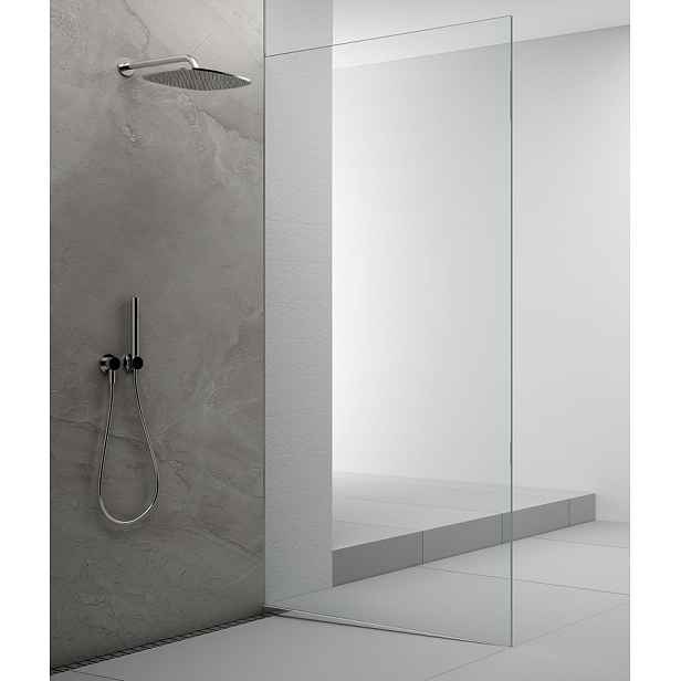 Polysan ARCHITEX sada pro uchycení skla podlaha-stěna se spádovou lištou, 1615x2105mm, pravá, leštěný hliník