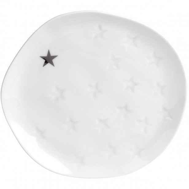 Räder Bílý porcelánový talíř HVĚZDY, malý