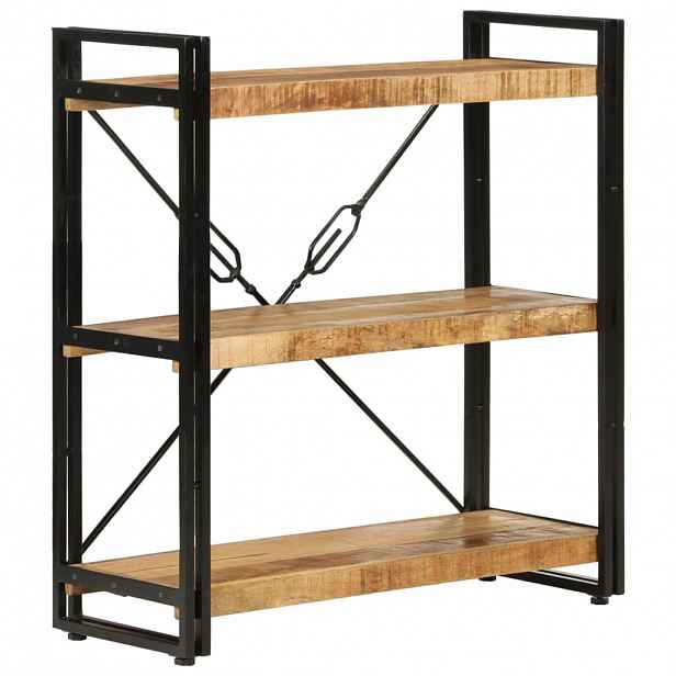 vidaXL Knihovna se 3 policemi 77x30x80 cm masivní mangovník a železo