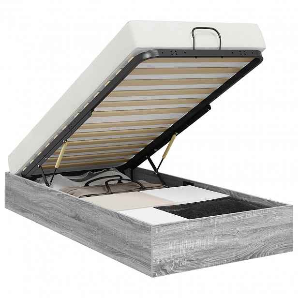vidaXL Ottoman postel Šedý Sonoma 90 x 190 cm Dřevěný materiál
