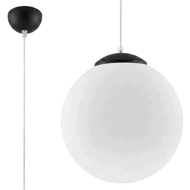 Závěsná lampa Ugo 40 černá Stropní osvětlení Mléčná koule Zwis Sollux