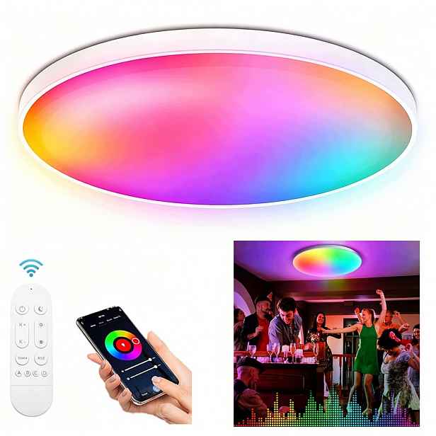 Lampa Stropní Svítidlo Led Rgb Bílá Cct 2700K-6500K Wifi Tuya Dálkový Ovladač Rf Aplikace